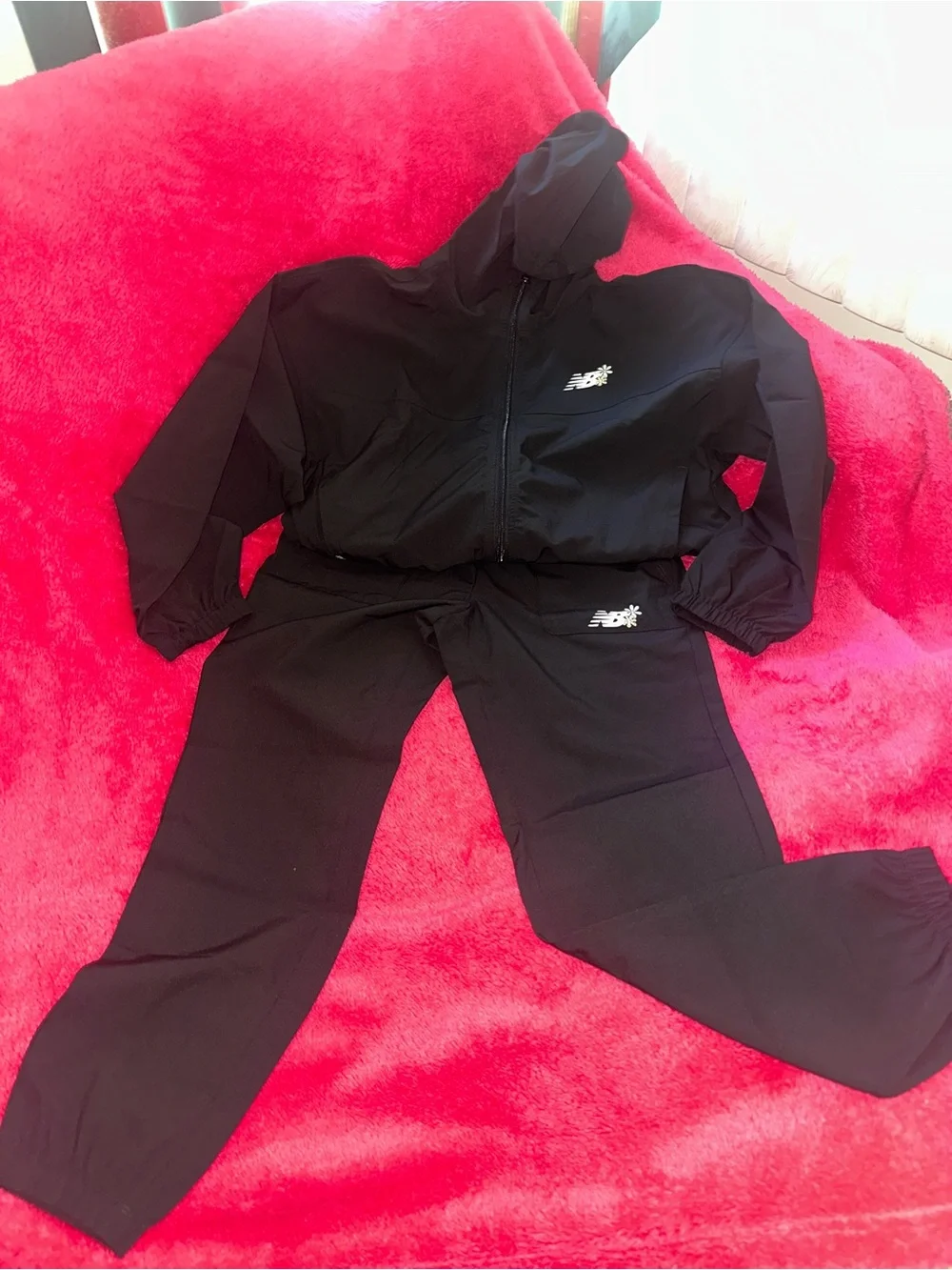 New Balance Black Hooded Kids Jacket With Matching Pants